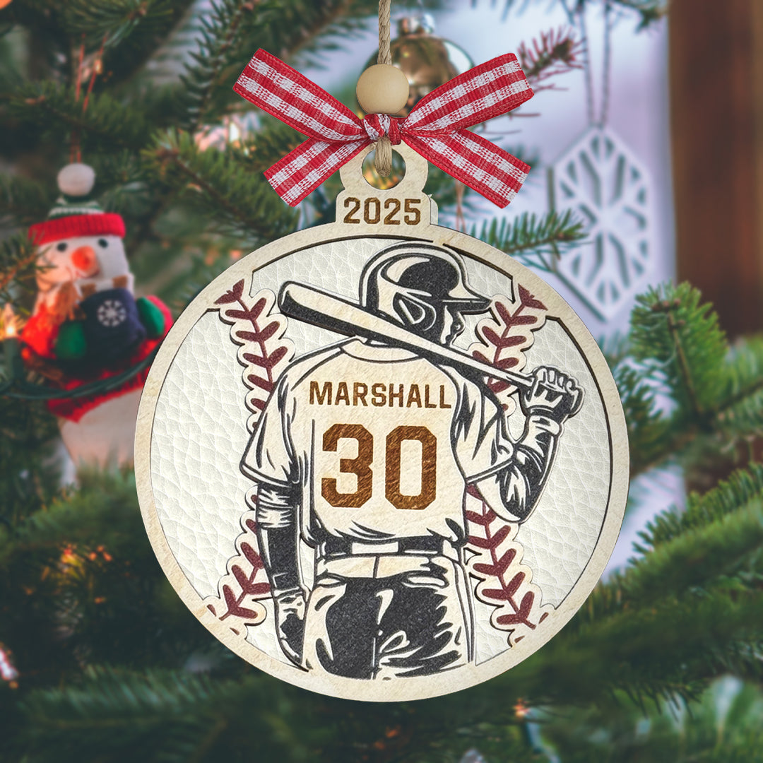 Baseball Daddy Personalized Wood Ornament