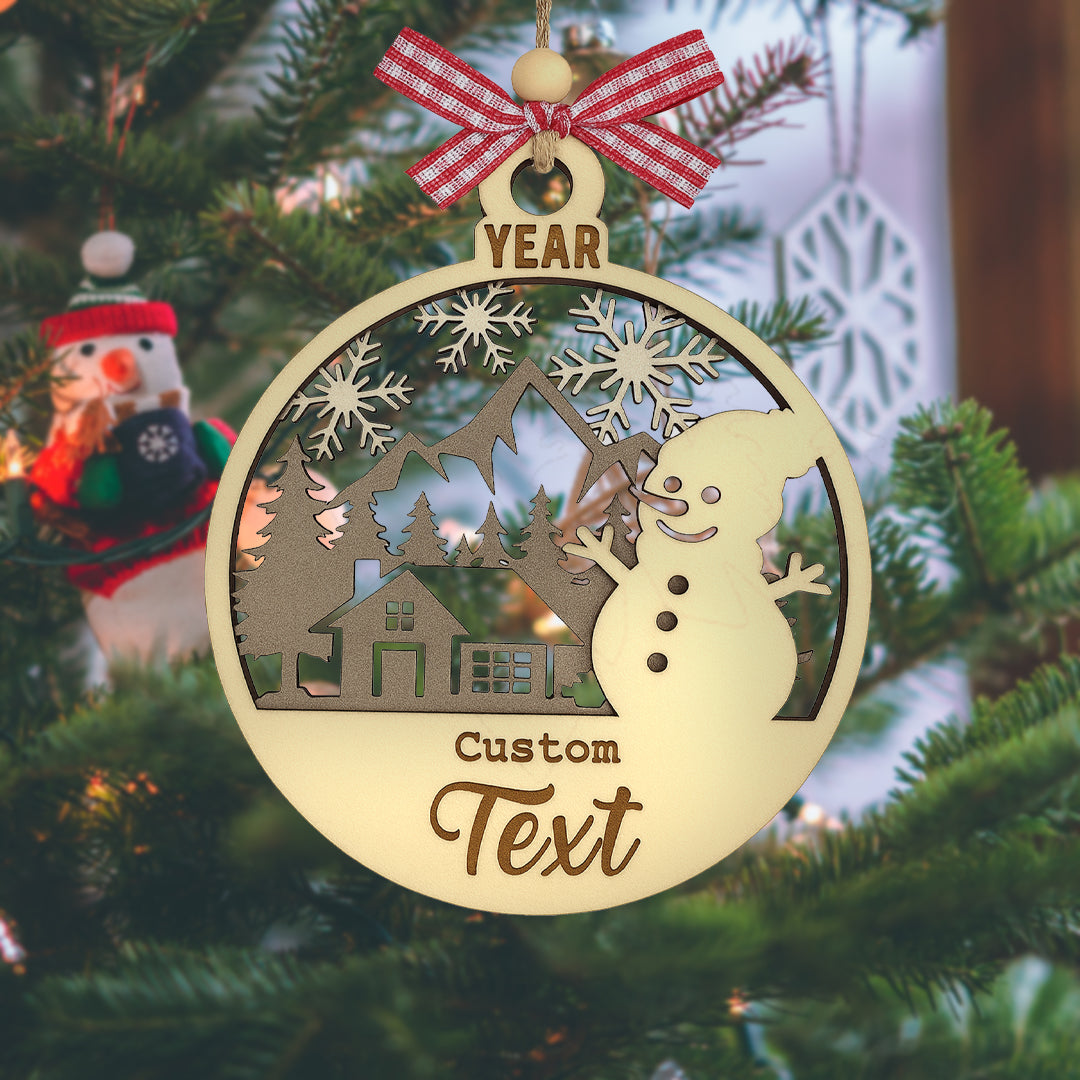 Snowman Personalized Wood Ornament