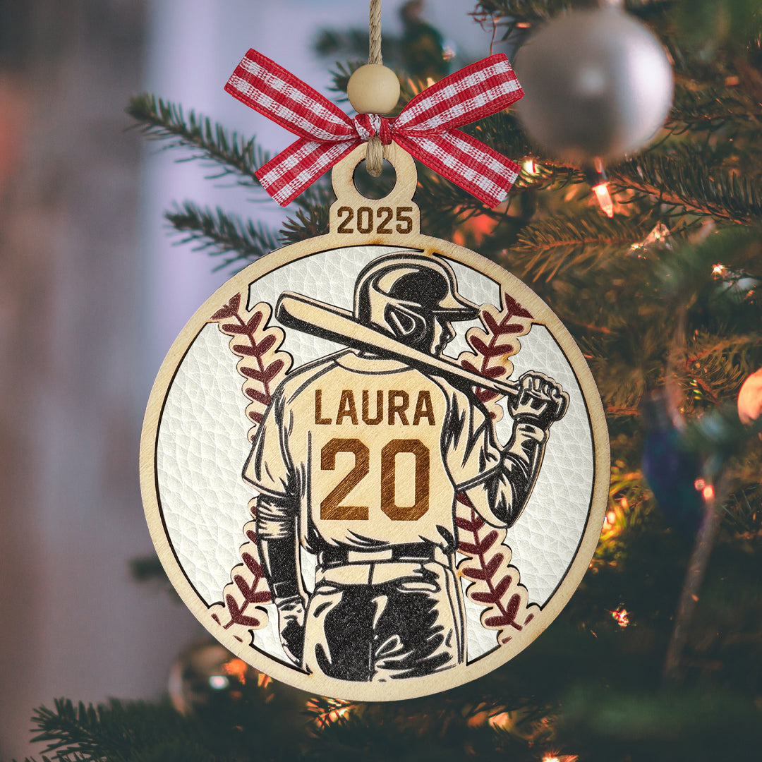 Baseball Daddy Personalized Wood Ornament