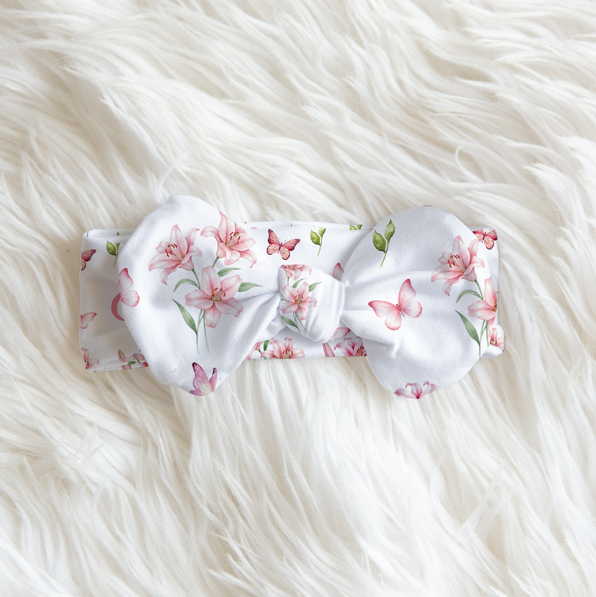 Personalized Bow Headband in Pink Lilys