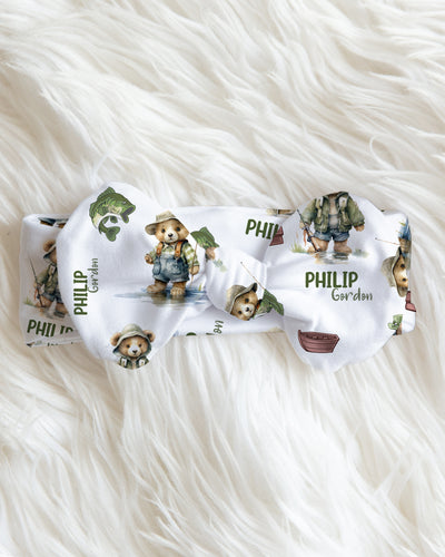 Personalized Bow Headband in Bear Fishing