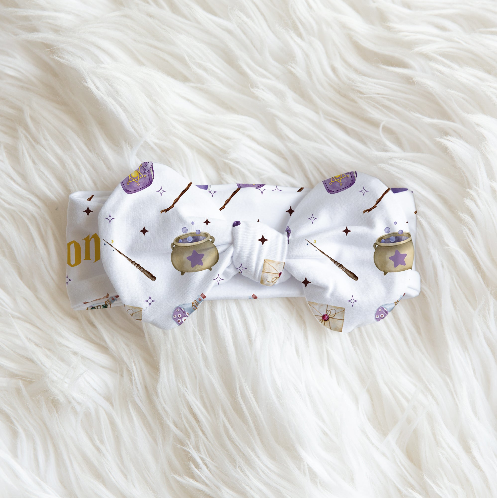 Personalized Bow Headband in Wizard School