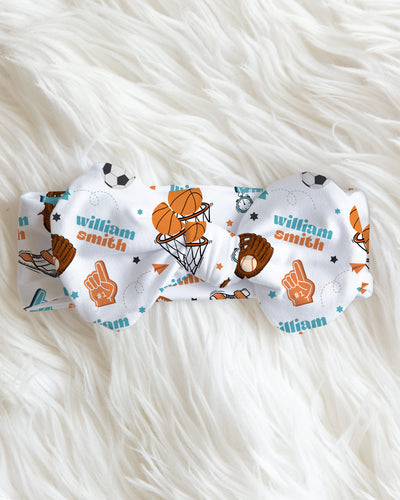 Personalized Bow Headband in Half Time