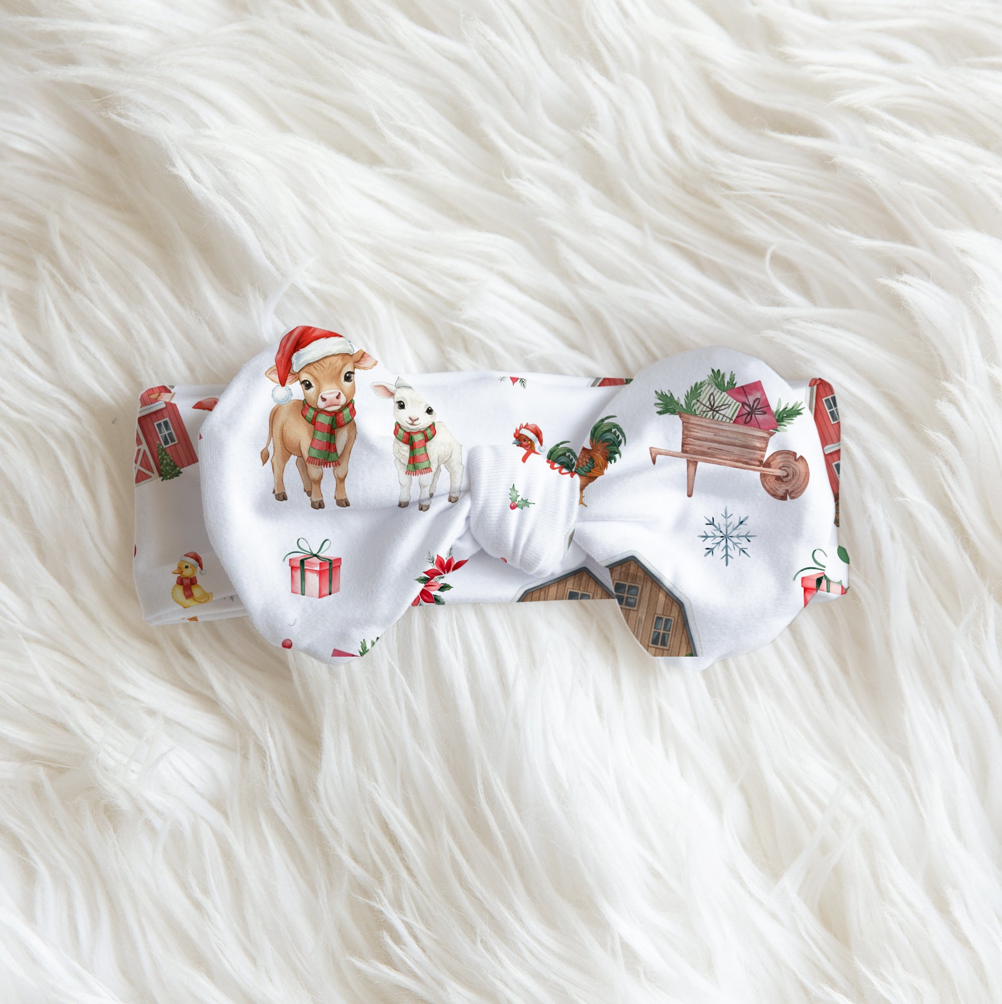 Xmas Farm Personalized Bow Headband