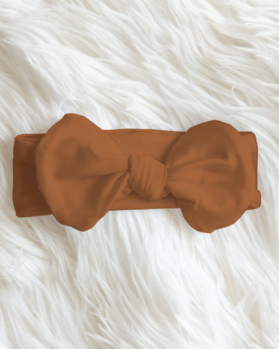 Personalized Bow Headband in Warm Brown