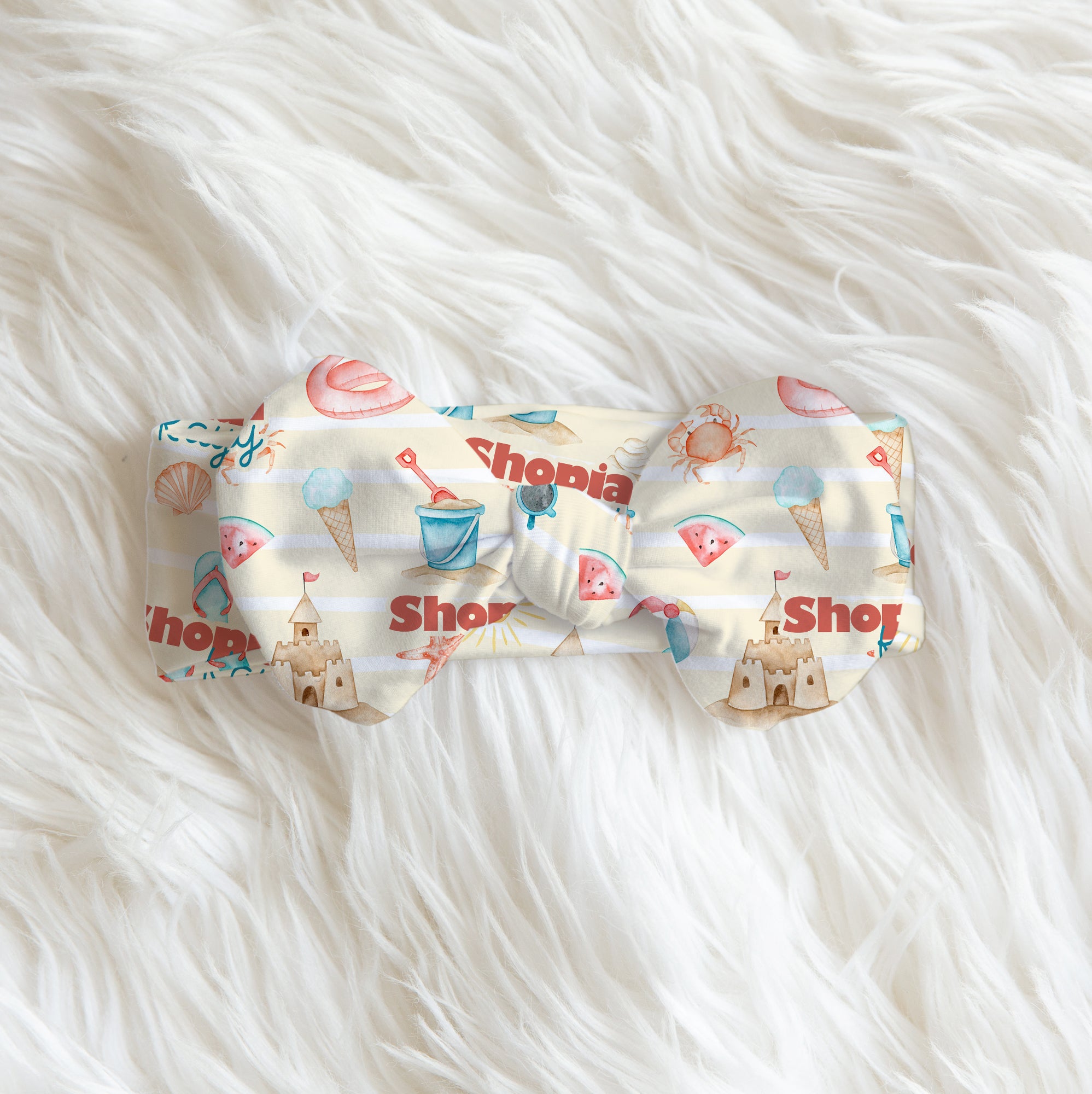 Summer Beach Personalized Bow Headband