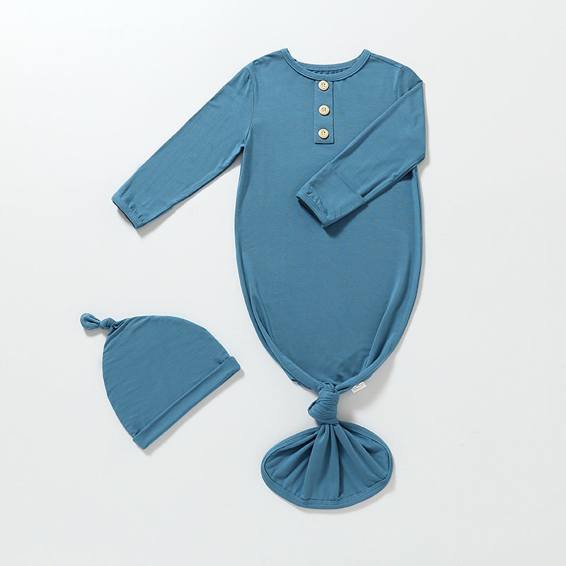 Knotted Gown with Hat in Lagoon Teal