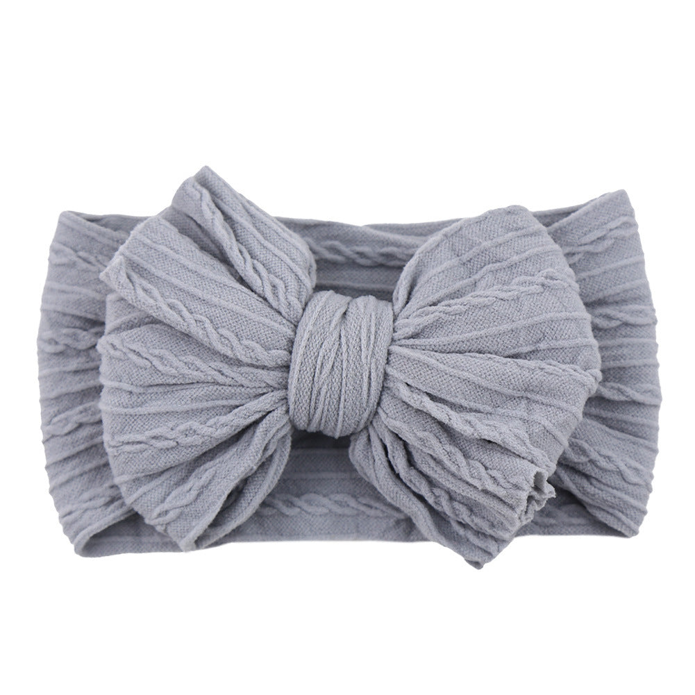 Soft Knit Bow Headband in Light Gray