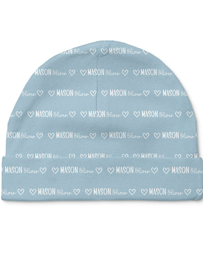 Personalized Beanie Mono Name in Light Dutty Blue