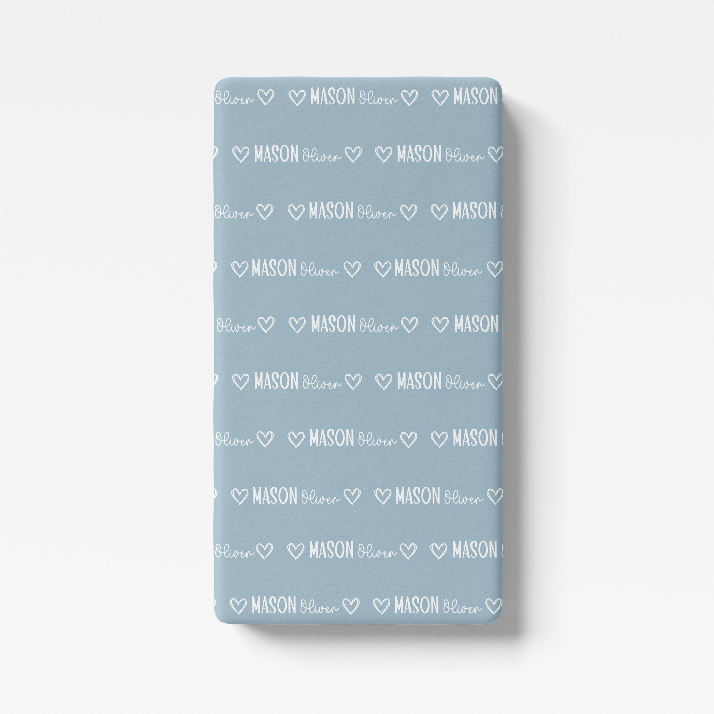 Personalized Crib Sheet Mono Name in Light Dutty Blue