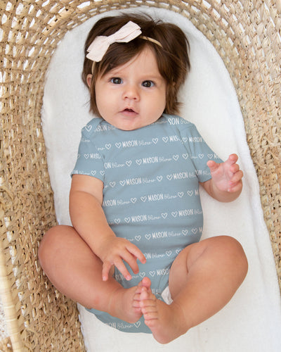 Personalized Bodysuit Mono Name in Light Dutty Blue