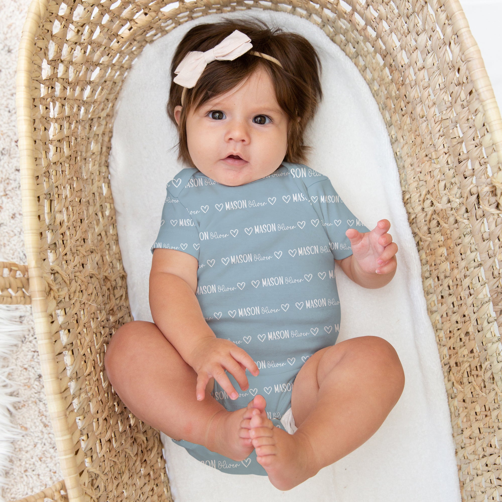 Personalized Bodysuit Mono Name in Light Dutty Blue