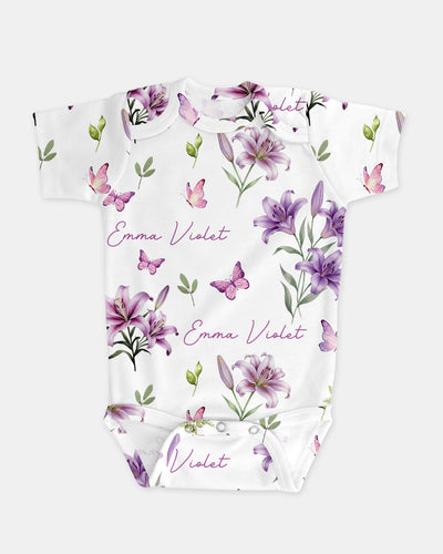 Personalized Bodysuit in Purple Lilys