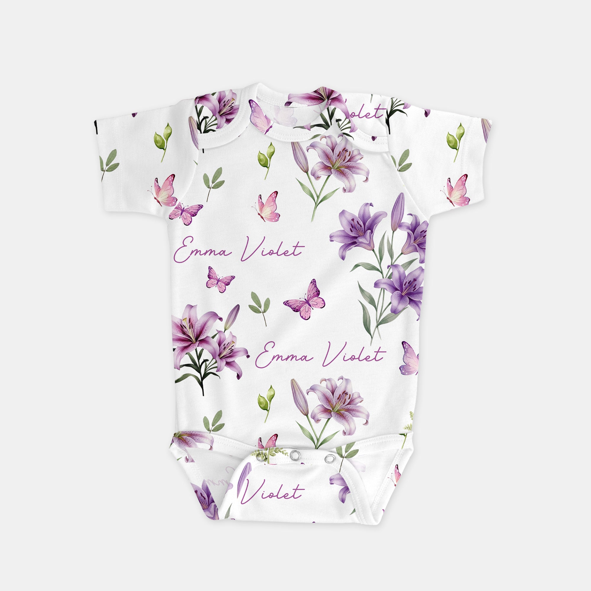Personalized Bodysuit in Purple Lilys