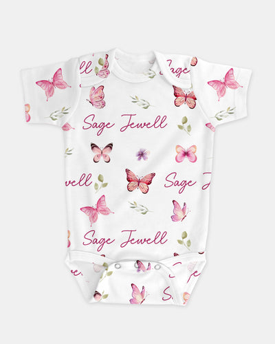 Personalized Bodysuit in Pink Butterfly