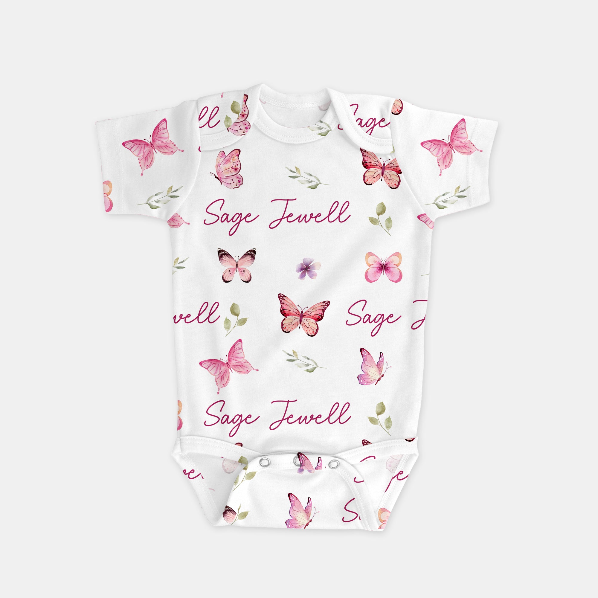 Personalized Bodysuit in Pink Butterfly