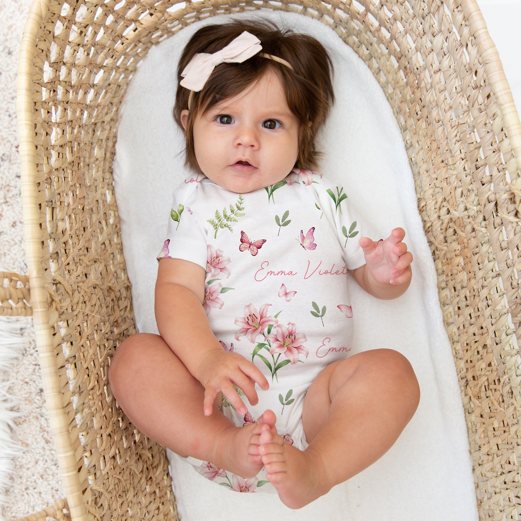 Personalized Bodysuit in Pink Lilys