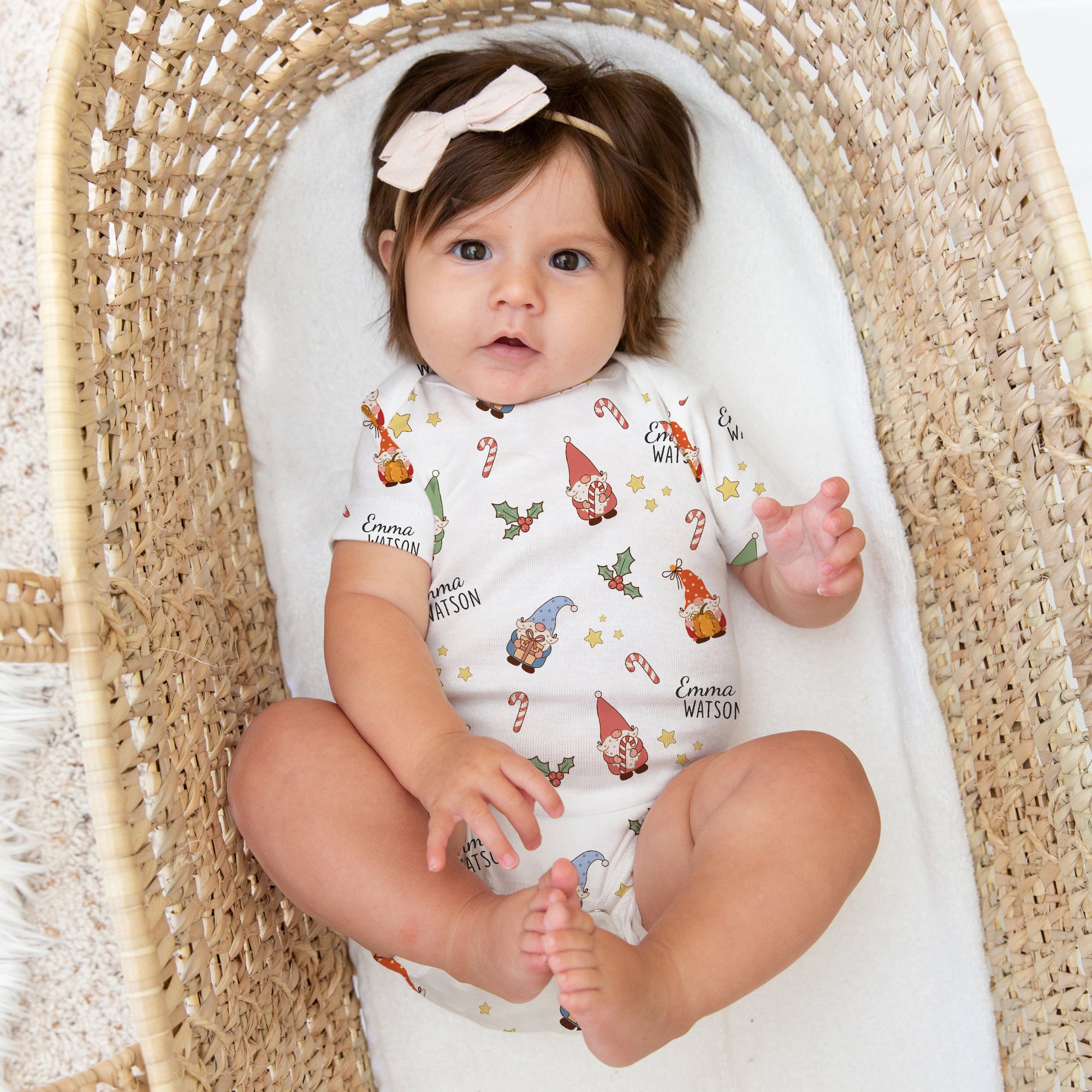 Personalized Bodysuit in Christmas Gnomes