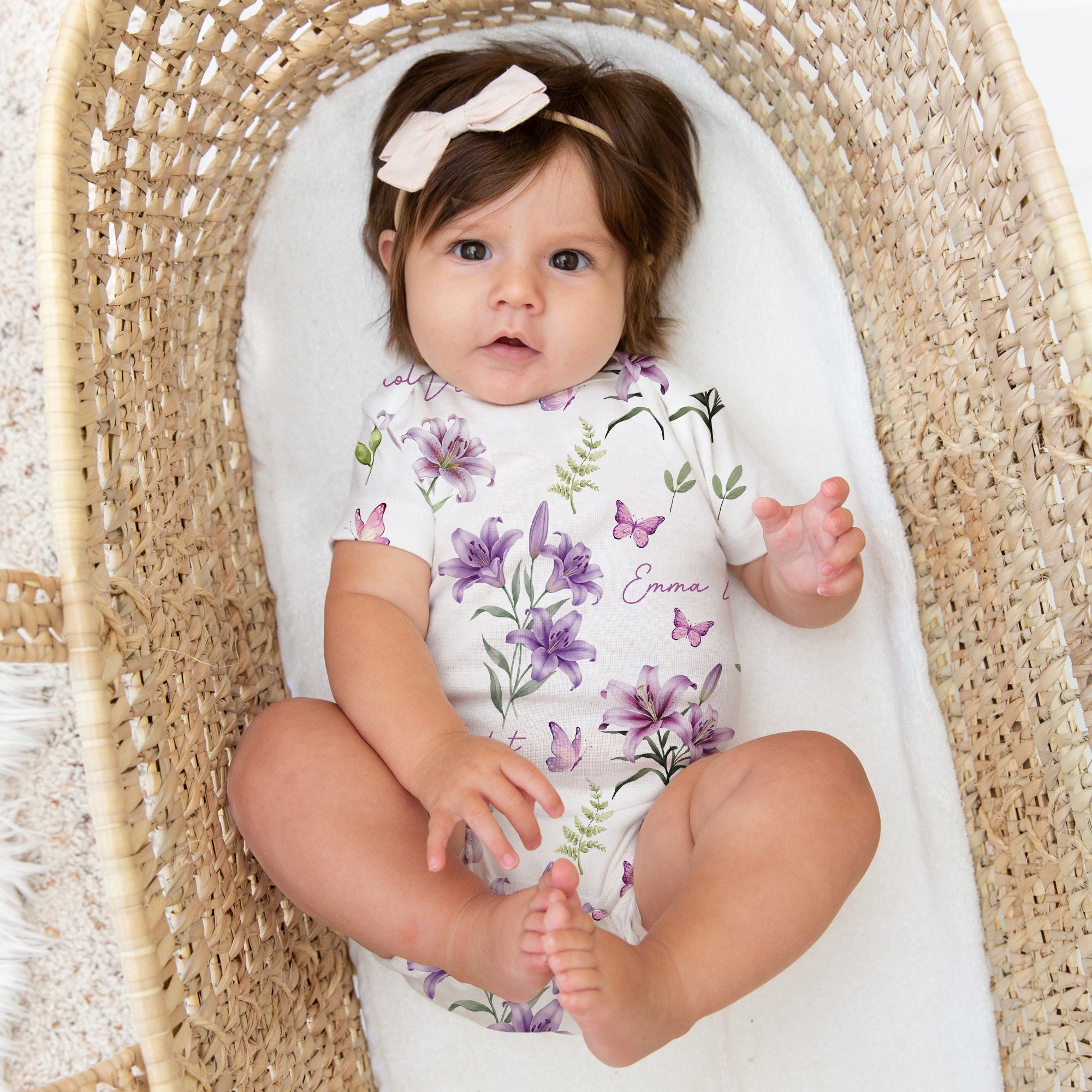 Personalized Bodysuit in Purple Lilys