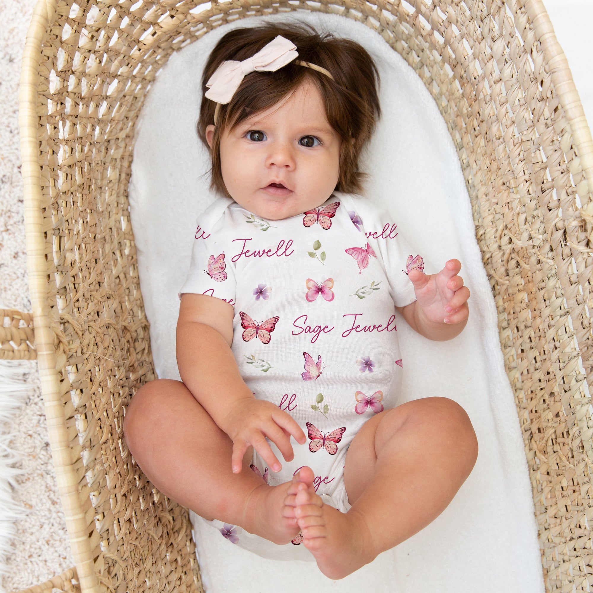 Personalized Bodysuit in Pink Butterfly