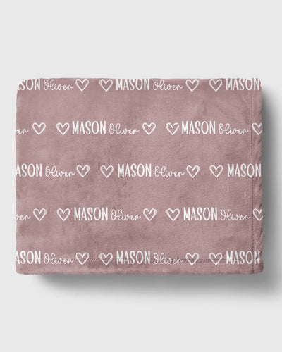 Personalized Blanket Mono Name in Mauve