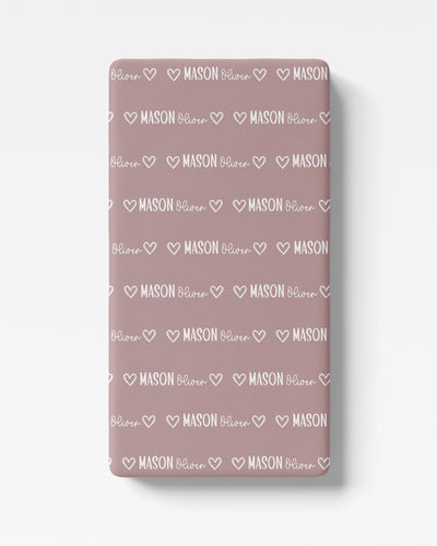 Personalized Crib Sheet Mono Name in Mauve