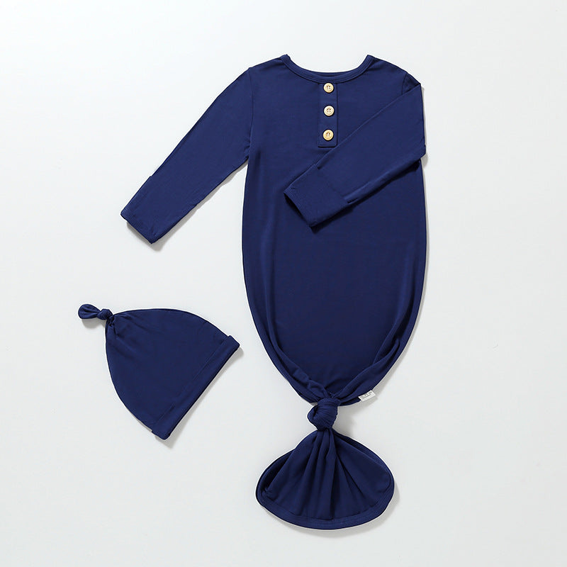 Knotted Gown with Hat in Midnight Blue