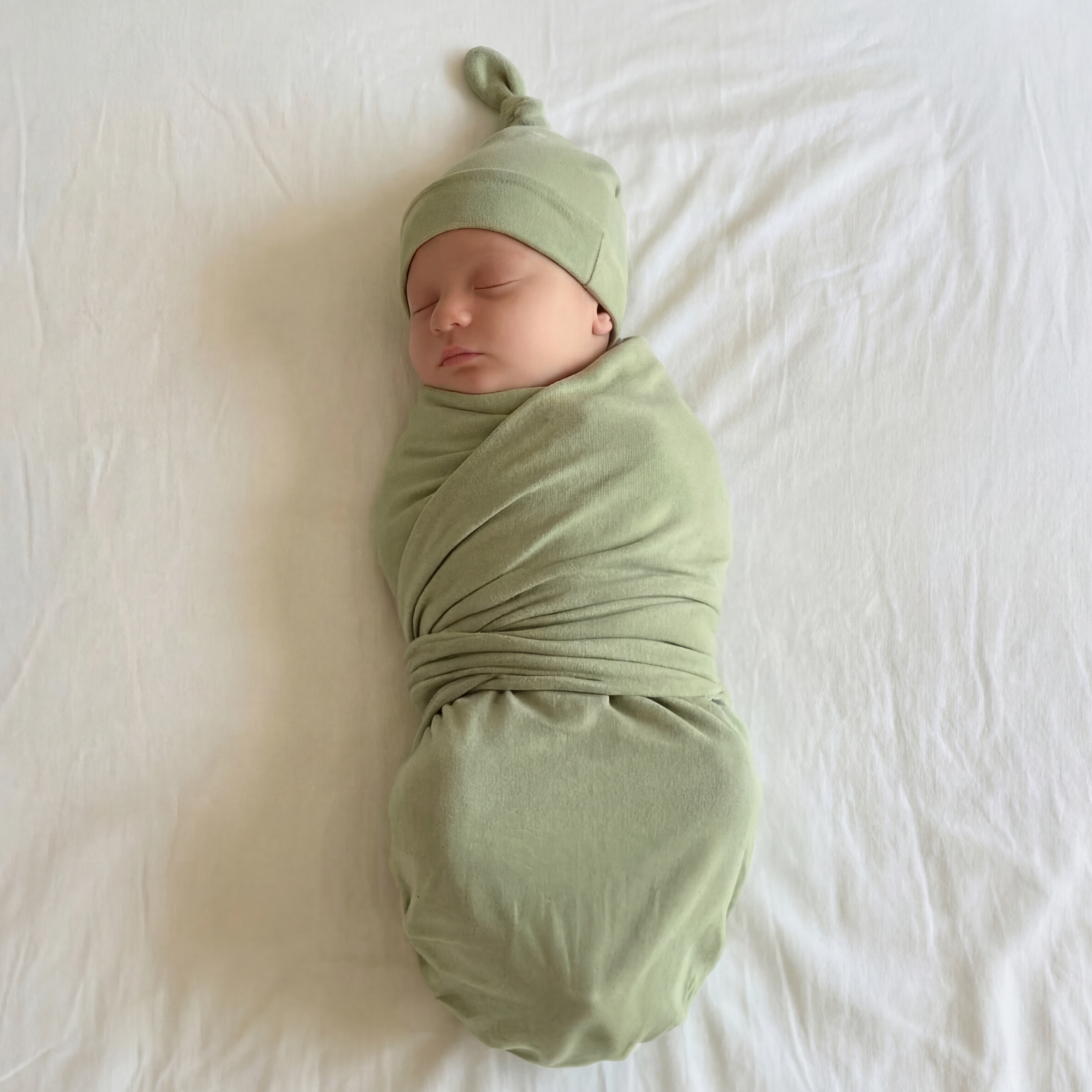 Swaddle with Hat Set in Mint Sage