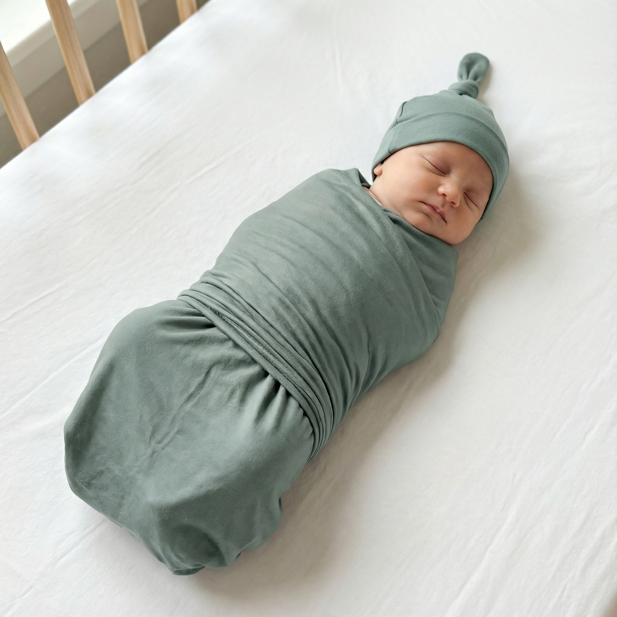 Swaddle with Hat Set in Mist Blue