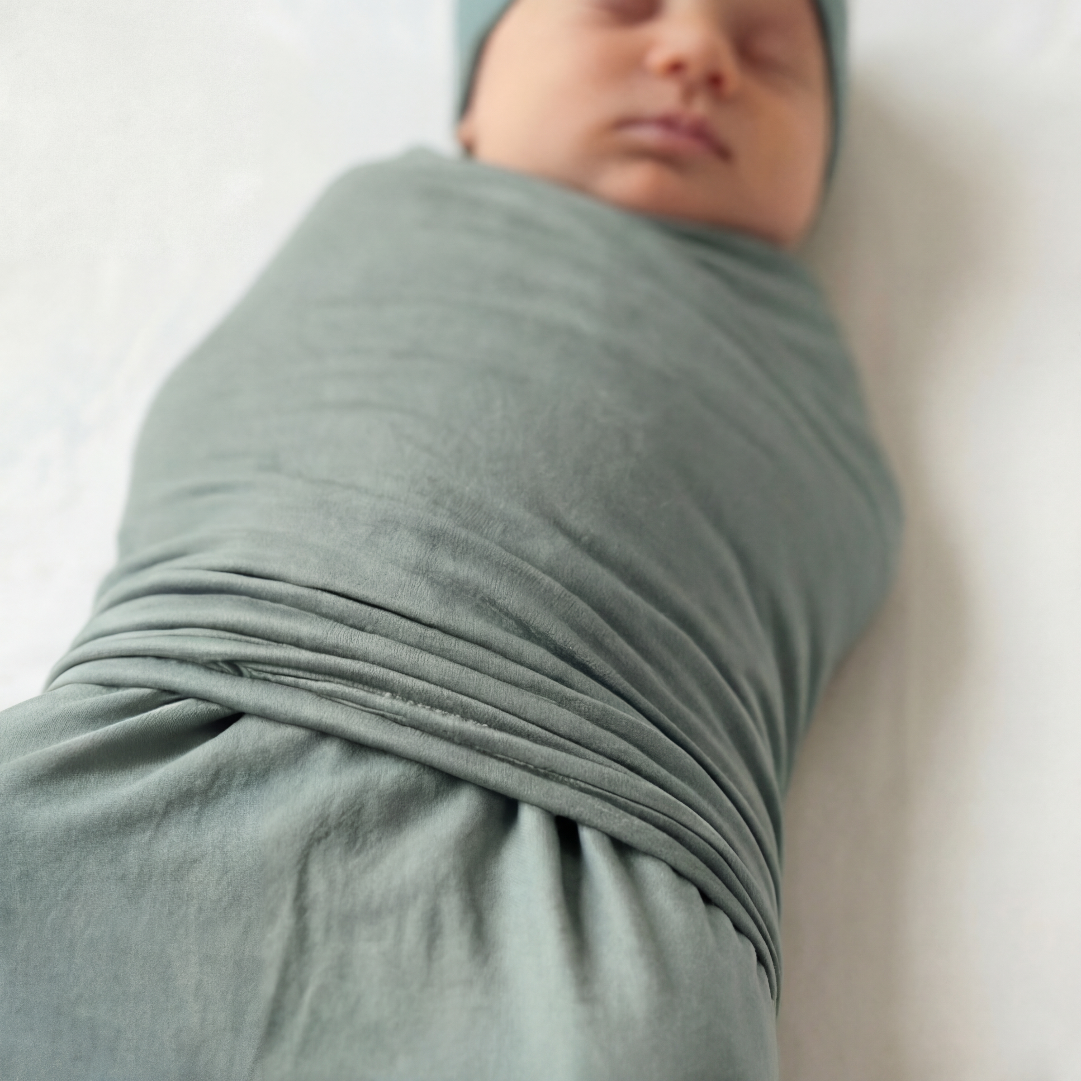 Swaddle with Hat Set in Mist Blue