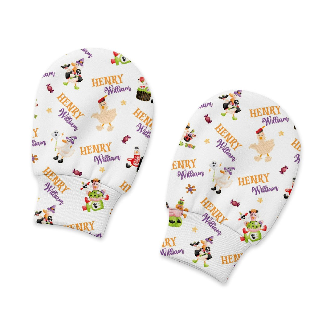 Goose in Booland Personalized Baby Mittens