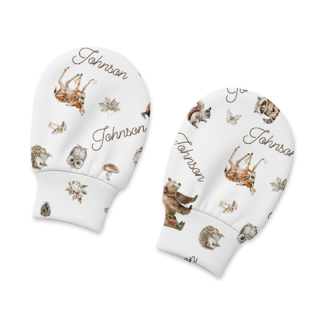 Personalized Mittens in Woodland Animals