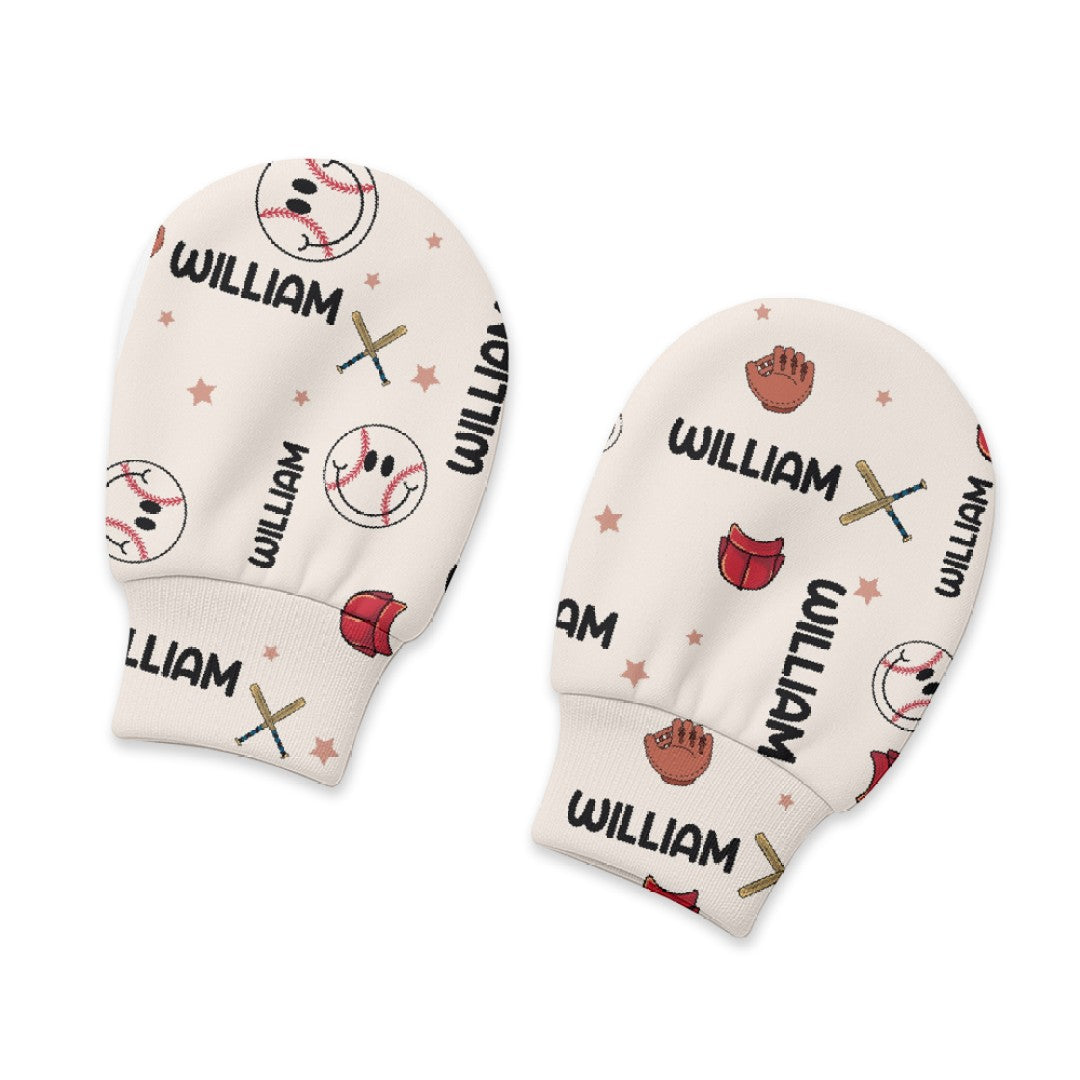 Baseball Personalized Baby Mittens