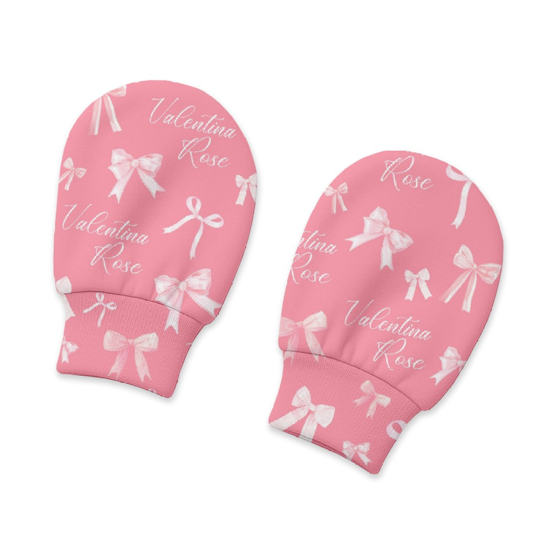 Personalized Mittens in Pink Coquette Bow
