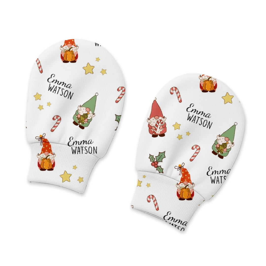 Christmas Gnomes Personalized Baby Mittens