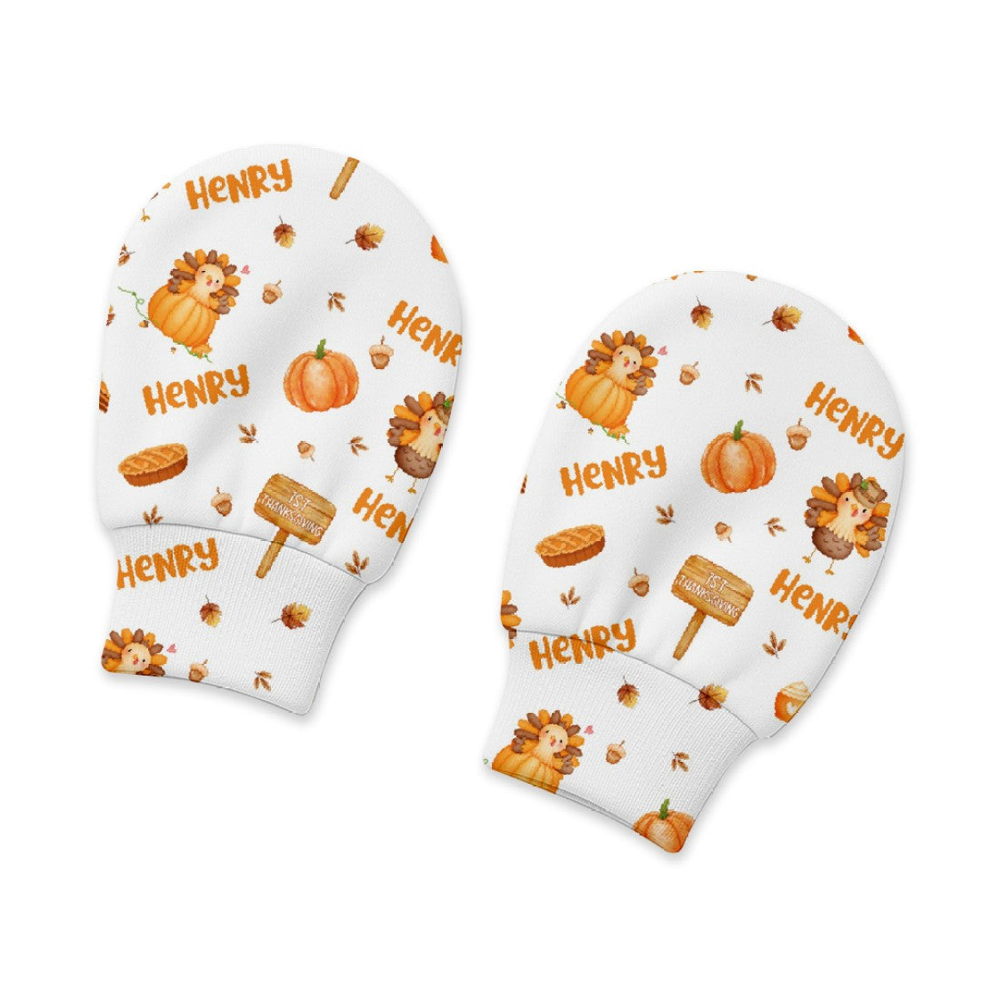 Babe's 1st Thanks Giving Personalized Baby Mittens