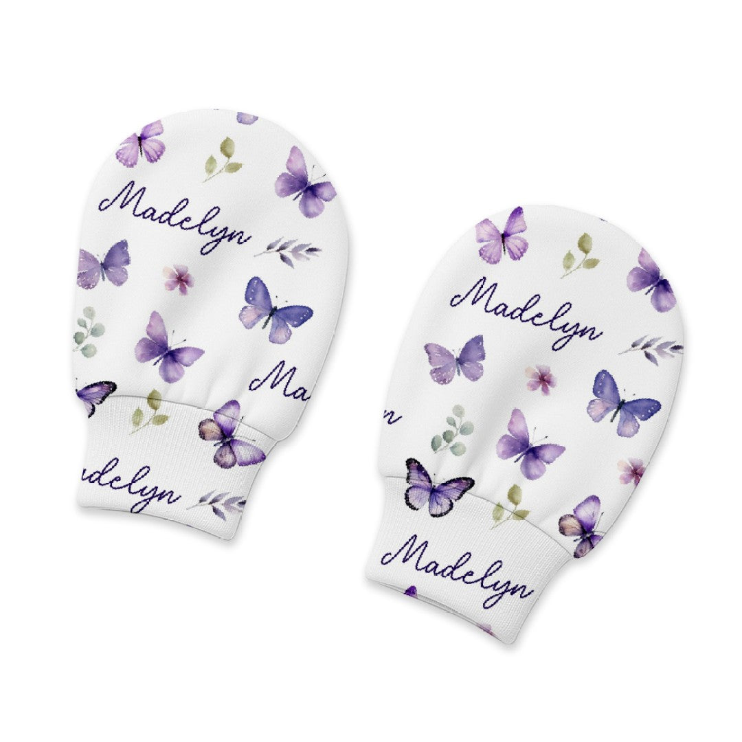 Personalized Mittens in Purple Butterfly