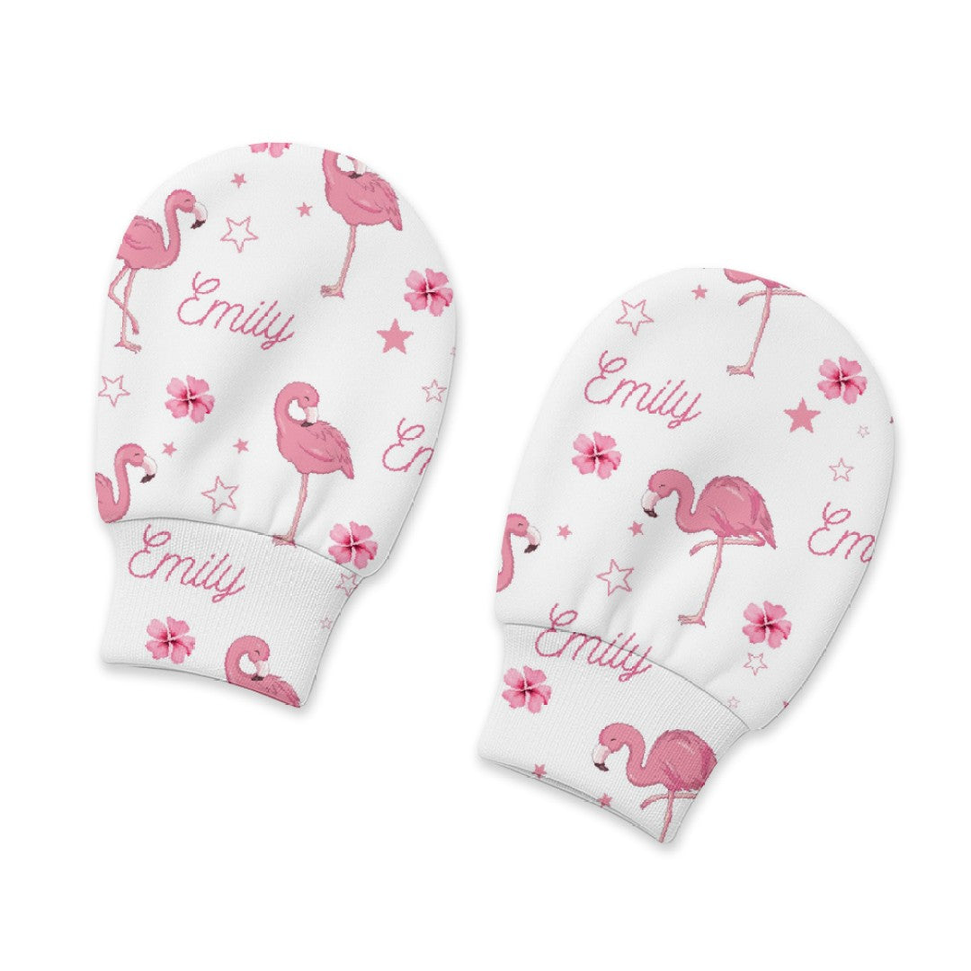 Flamingo Personalized Baby Mittens