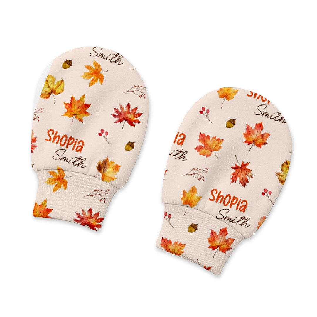 Personalized Mittens in Autumn Leaves