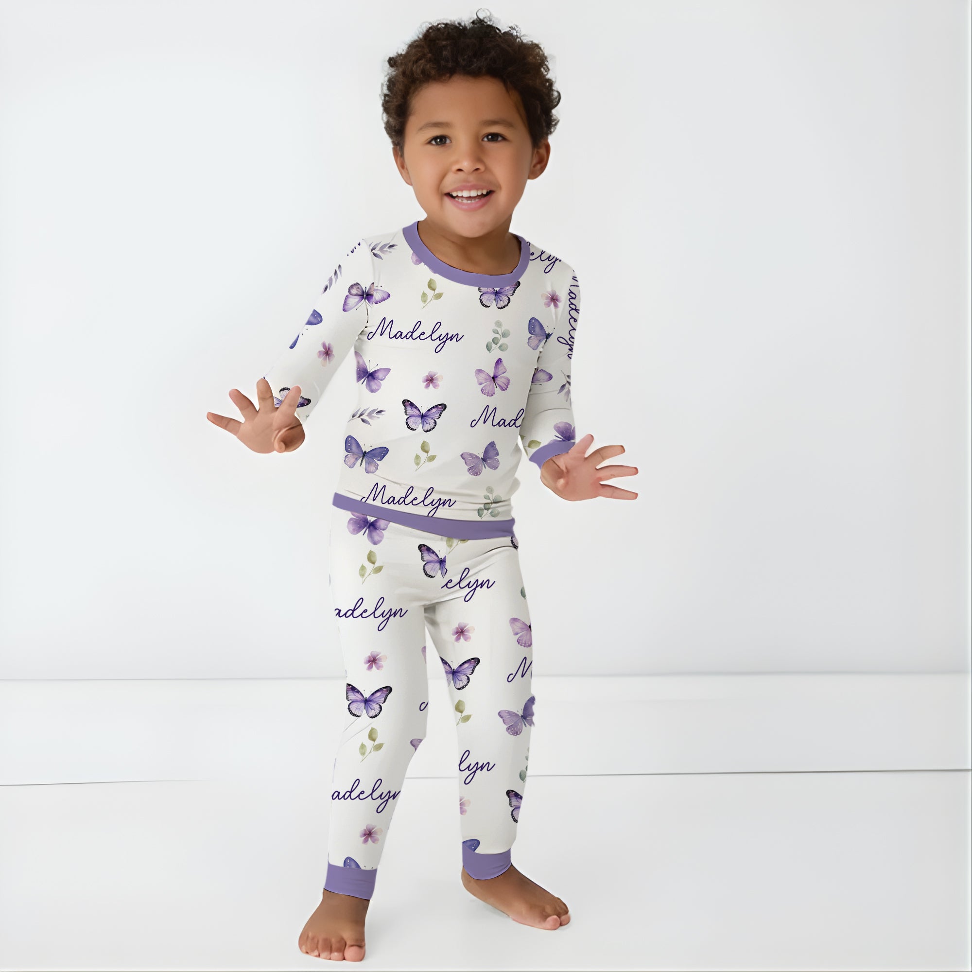 Personalized Pajama Set in Purple Butterfly