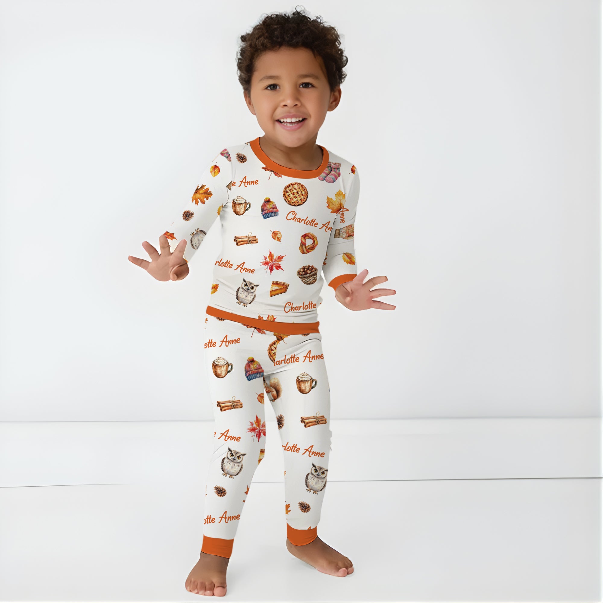 Personalized Pajama Set in Fall Cottage