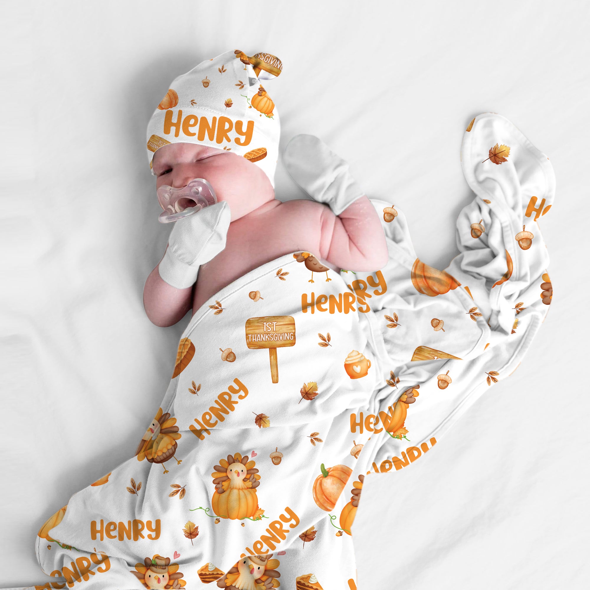 Personalized Swaddle in Babe's 1st Thanks Giving