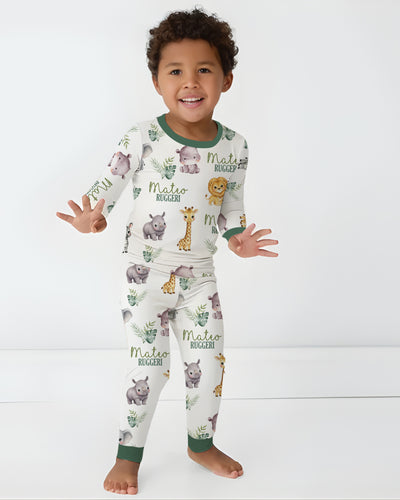 Personalized Baby Pajama Set in Safari Animal