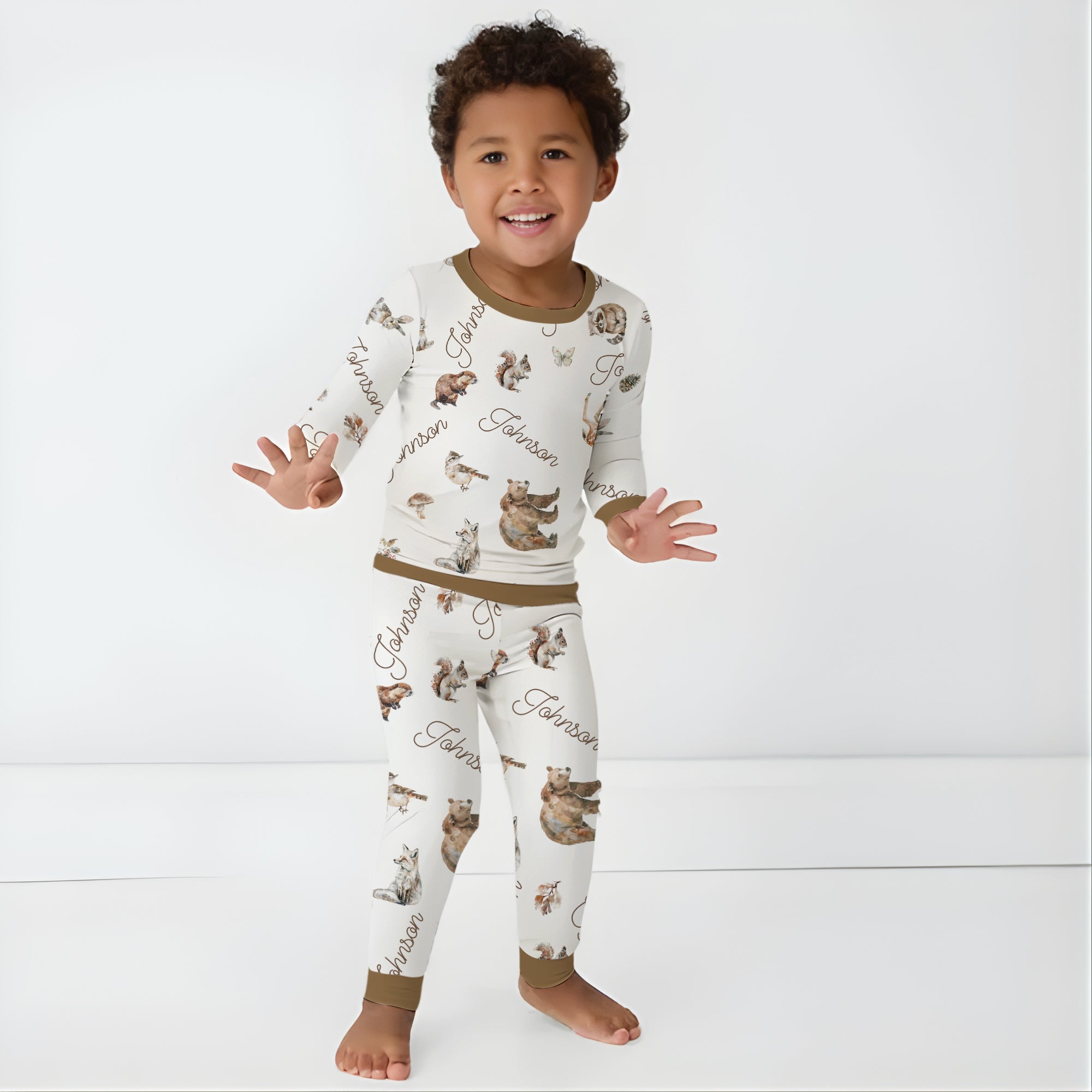 Personalized Pajama Set in Woodland Animals