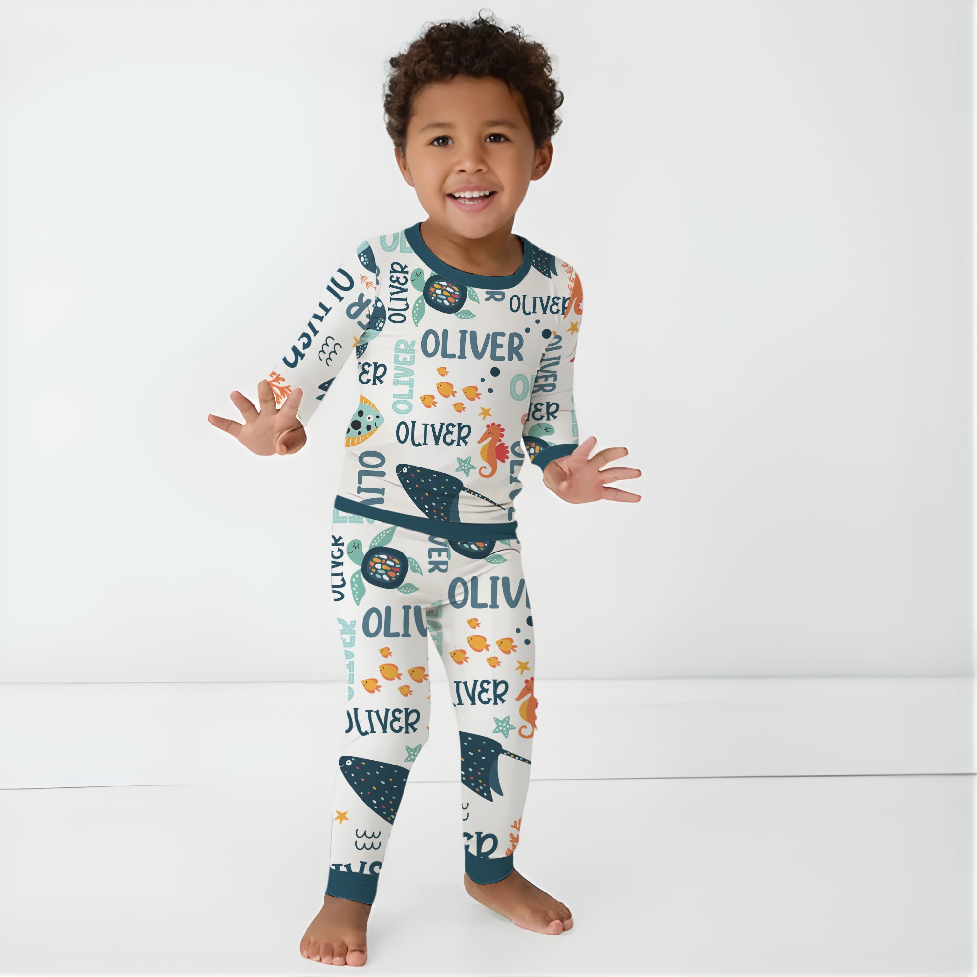 Personalized Pajama Set in Ocean Animals
