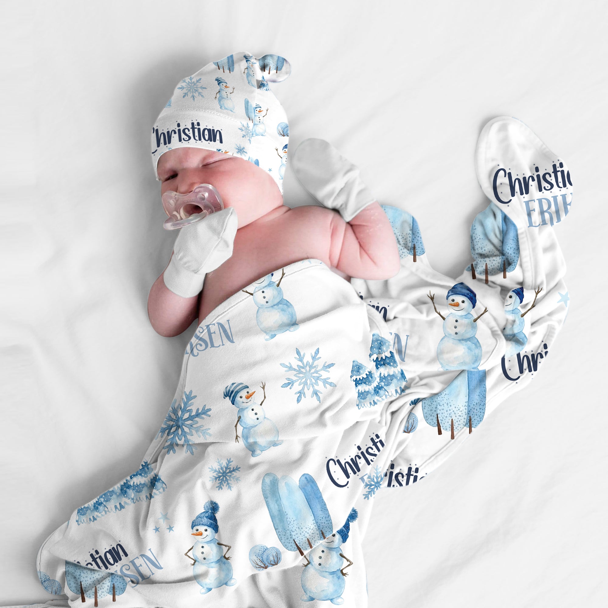 Personalized Knotted Hat in Snowman