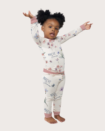 Personalized Baby Pajama Set in Pretty Wildflower