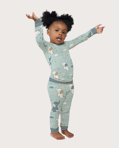 Personalized Baby Pajama Set in Elephant