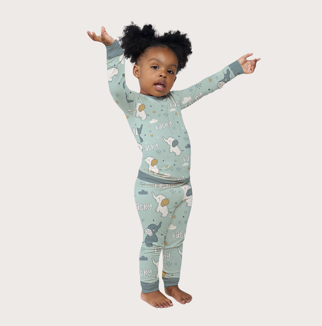 Personalized Baby Pajama Set in Elephant