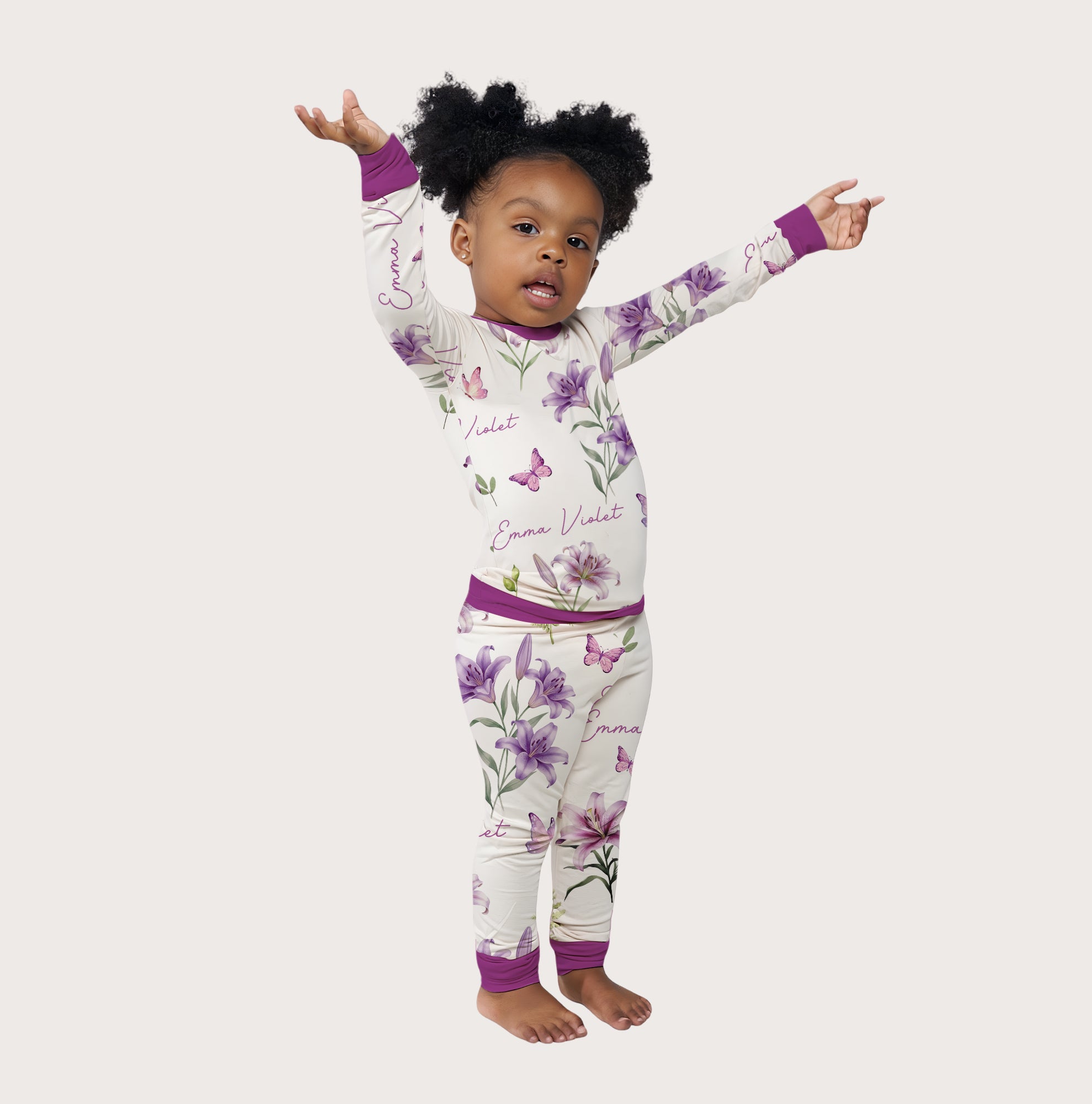 Personalized Pajama Set in Purple Lilys